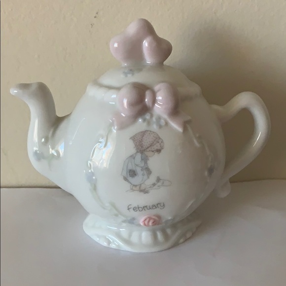 Precious Moments tea pot month of February